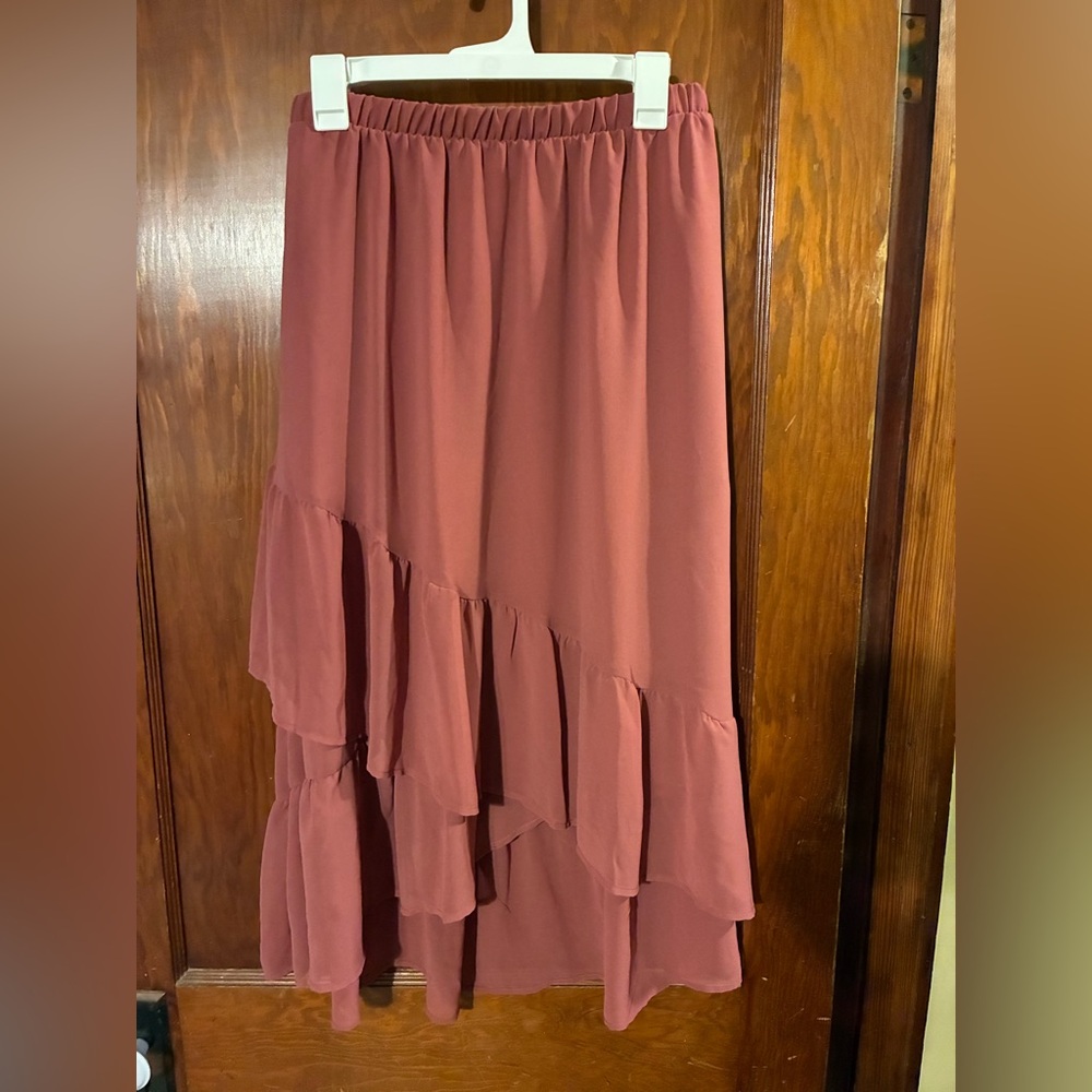 a new day Asymmetrical Ruffled Skirt in Rose